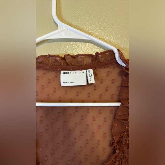 2021 ASOS Curve midi smock dress with shirred cuffs in rose dobby color Size 18 - Picture 4 of 5